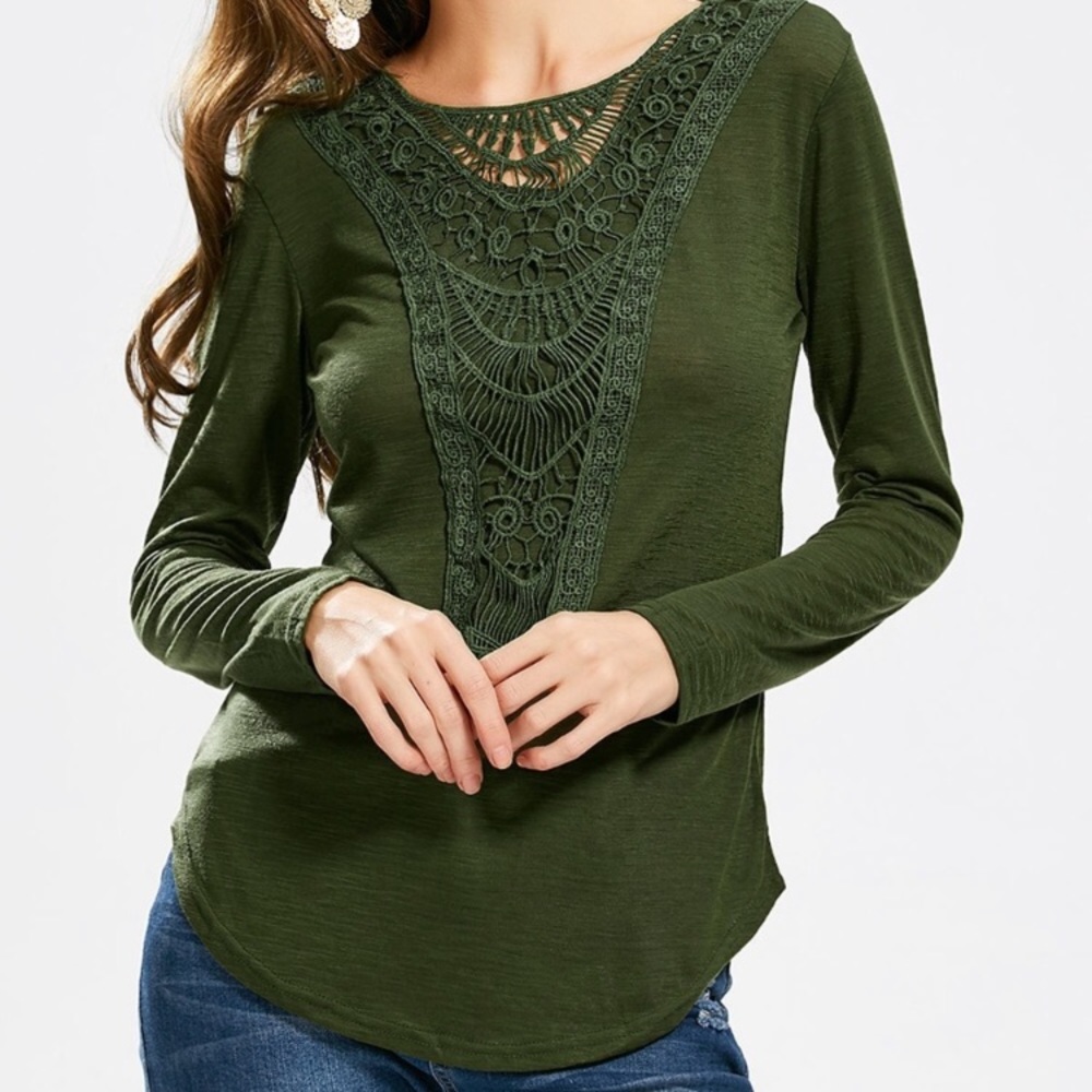 Forest green Boho long sleeve tunic